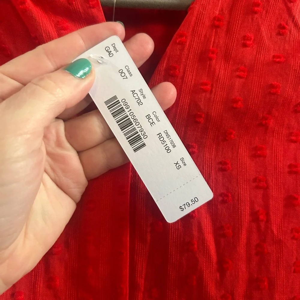 J.crew clip dot red blouse new with tags XS‎